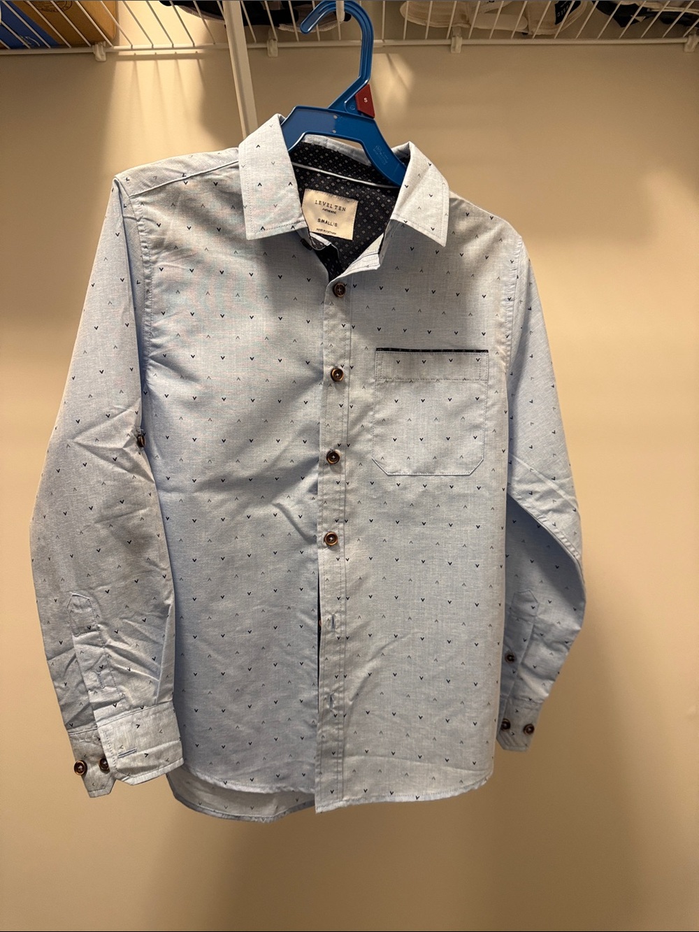 Level Ten Light Blue Micro-Print Button-Down Shirt for Kids